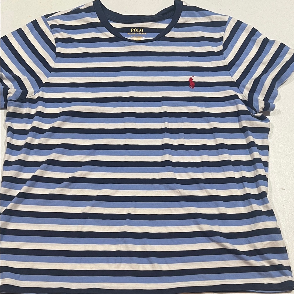 Polo by Ralph Lauren Women’s Navy and White Striped Tee